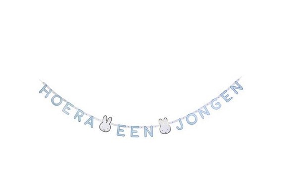 Letterslinger Nijntje baby blauw "Hoera een jongen" geboorte 210cm