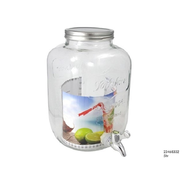 Limonadekan met kraantje 5 liter Glas (17x17x30cm)