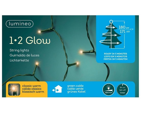 Lumineo kerstboomverlichting 1-2 glow voor 180cm boom 171 LED classic warm wit