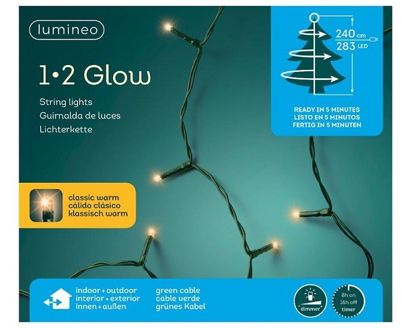 Lumineo kerstboomverlichting 1-2 glow voor 240cm boom 283 LED lampjes classic warm wit