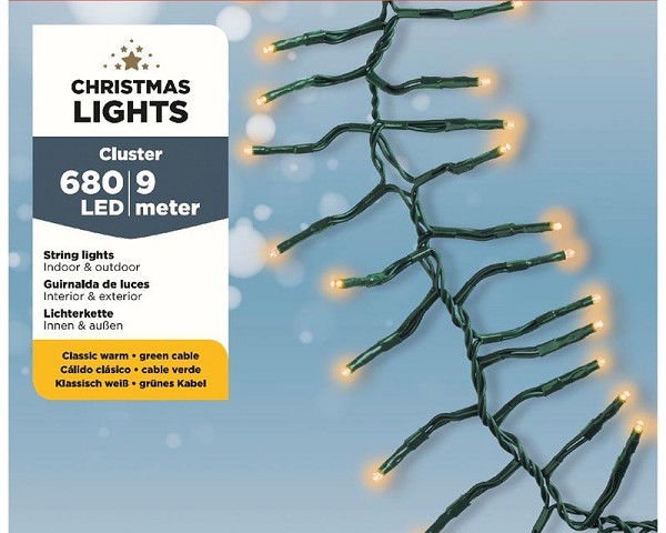 Lumineo LED budget Cluster verlichting buiten 900cm-680L groen/klassiek warm