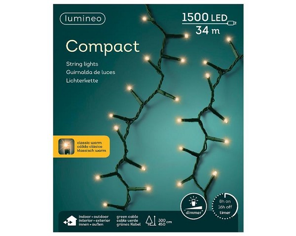 Lumineo LED compact lights steady 1500L 34m met 8 uur timer