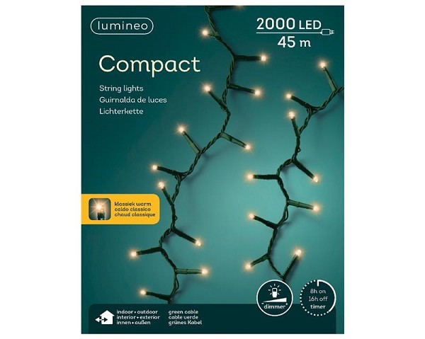 Lumineo LED compact lights steady 2000L 45m met 8 uur timer