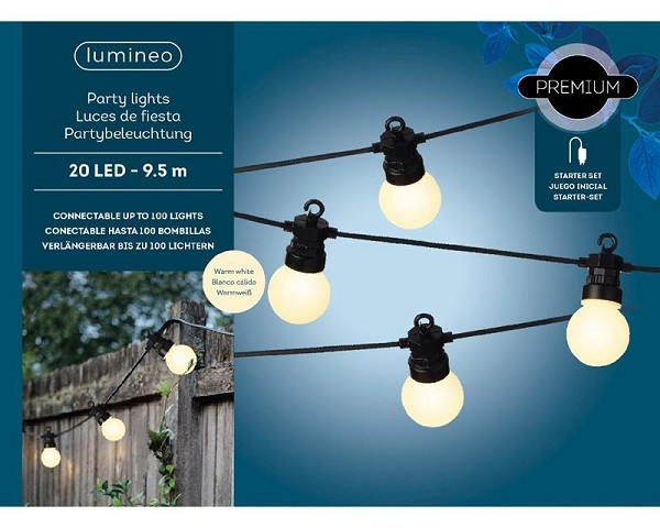 Lumineo LED feestverlichting starterkit warm wit 9,5 meter 20L koppelbaar