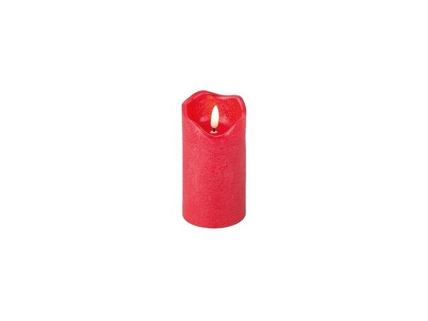 Lumineo LED kaars met een flikkerende vlam rood kleurig dia7 x 13cm wax Warm wit met timer