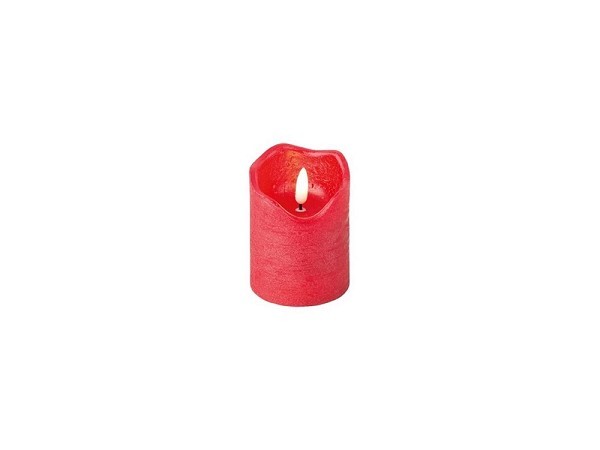 Lumineo LED kaars met vlam effect met flikkerende vlam rood kleurig dia7 x 9cm wax Warm wit met timer