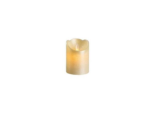 Lumineo Led Kaars Wax -met vlam die heen en weer beweegt- 10 cm.op batterij met 6 uurs timer. Kleur: Off White, glanzend, warm w