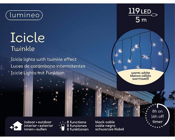 Lumineo LED verlichting Icicle 5m- 119LED warmwit