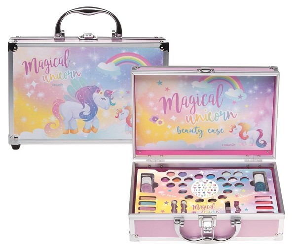 Make-up koffer Unicorn met inhoud 25,5x16,5x7,5cm