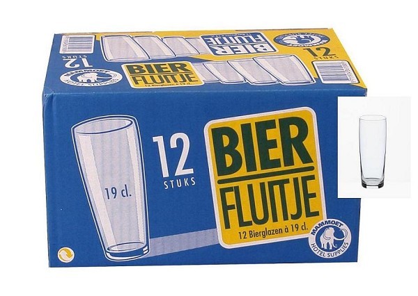 Mammoet Bierglas Budgetline fluitje 190ml set a 12 stuks