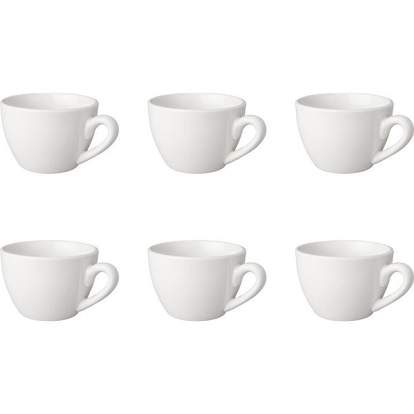 Mammoet Cappuccinokop Budgetline 210ml  porselein wit  (set van 6 ) 8,8x6cm