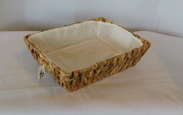 Mand Hyacint rechthoek met stof bekleed 29x22x8cm