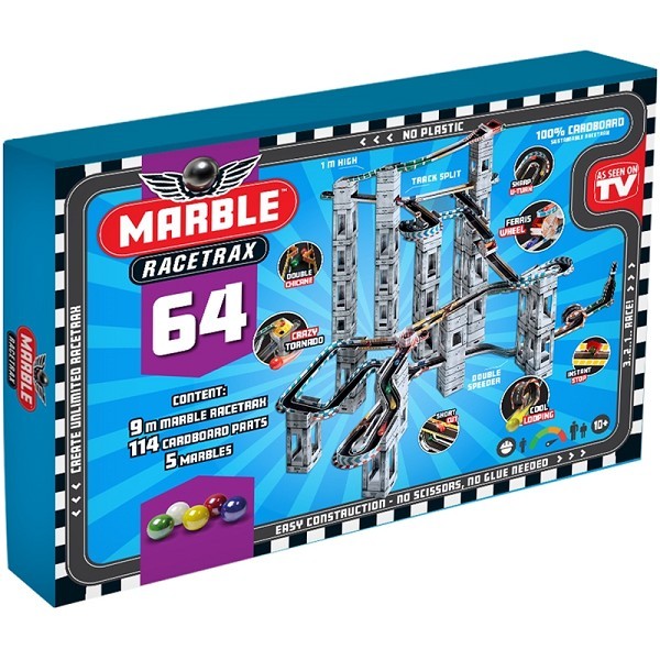 Marble Racetrax knikkerbaan Grand Prix set 64 sheets 9m