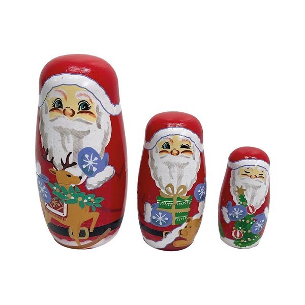 Matryoshka poppetjes kerstman set a 3 stuks 11cm