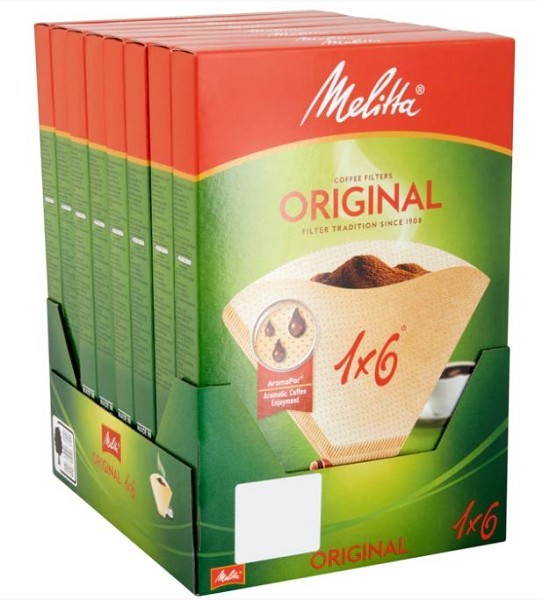 Melitta Koffiefilters 1x6 40stuks.Verpakking van 8 dozen (8 doos a 40 stuks)