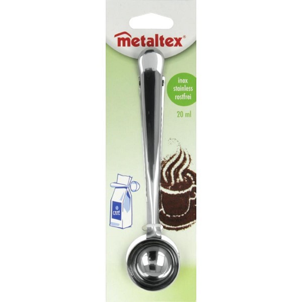 Metaltex Koffiemaatschepje met zakkensluiter RVS 20ml 17,5cm