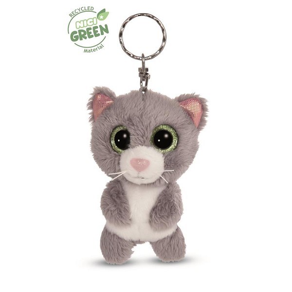 NICI Green Glubschis sleutelhanger Kat grijs Felinja 9cm