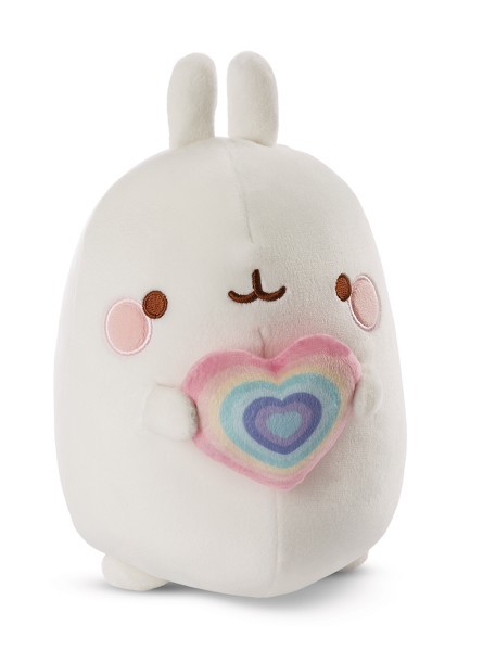 NICI knuffel Molang 12cm rainbow met hart