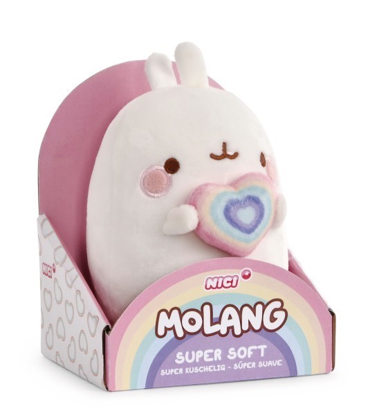 NICI knuffel Molang 16cm rainbow heart