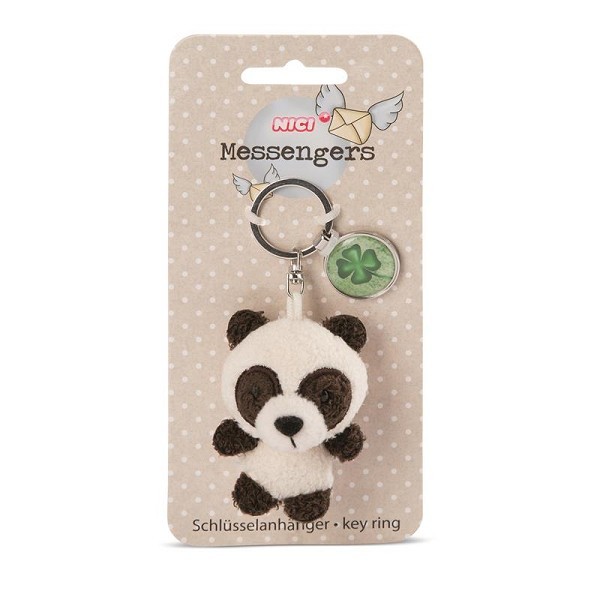 NICI messengers sleutelhanger panda 7 cm met klaverblad hanger