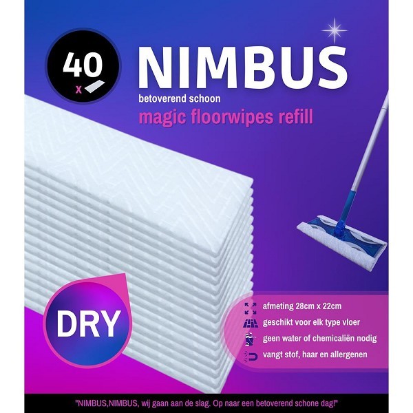 NIMBUS Magic floorwipes navulling 28x22cm 40stuks