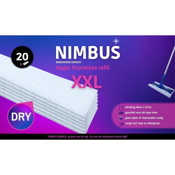 NIMBUS Magic floorwipes navulling 46x27cm 20stuks