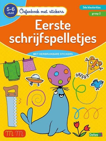 Oefenboek met stickers-eerste schrijfspelletjes 5-6 jaar