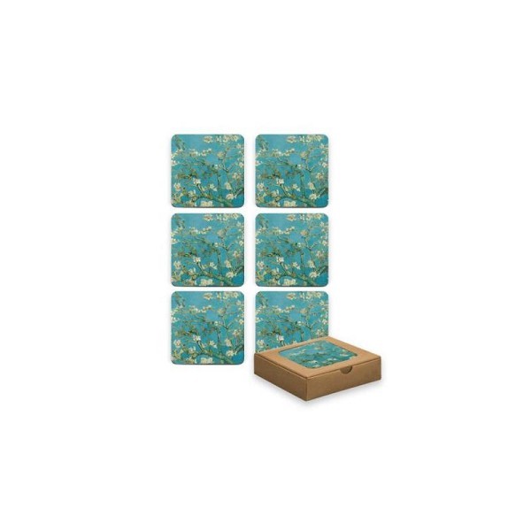 Onderzetters kurk Van Gogh Almond Blossom doosje a 6 stuks