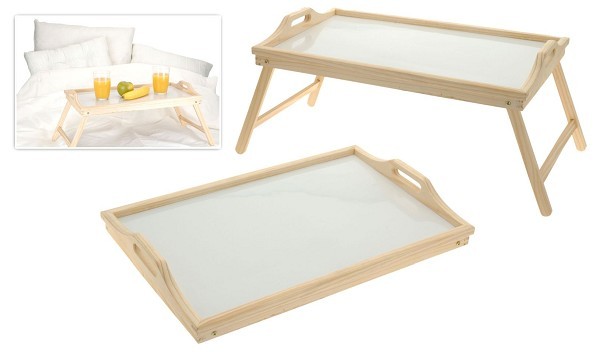 Ontbijt dienblad voor bed met pootjes opklapbaar hout L50xB33xH23cm