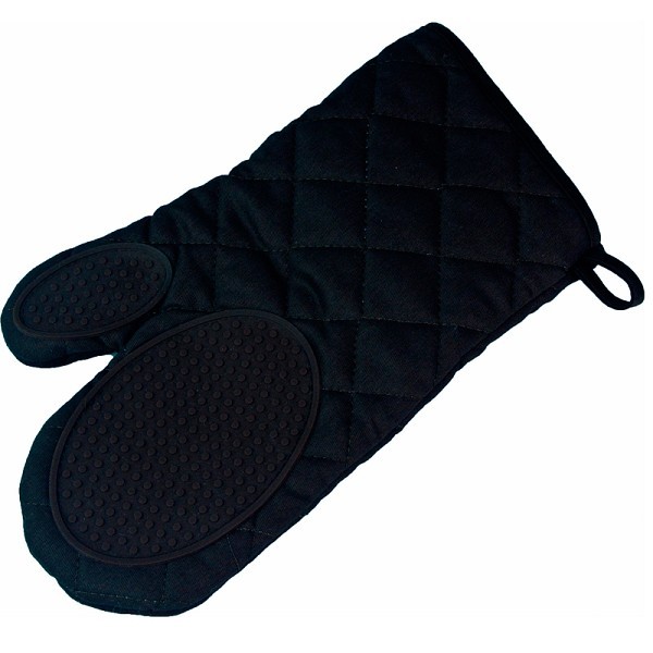 Ovenhandschoen met silicone grip 30x18cm zwart