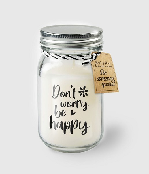 Paperdreams Black & White scented candles - Don't worry be happy