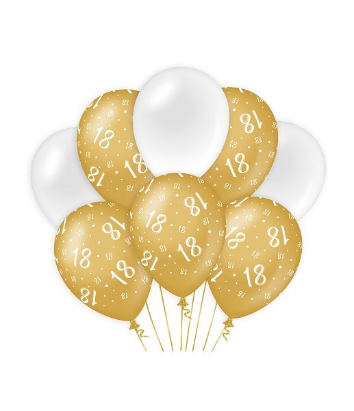 Paperdreams Decoration balloons goud/wit - 18 Verpakking a 8 stuks