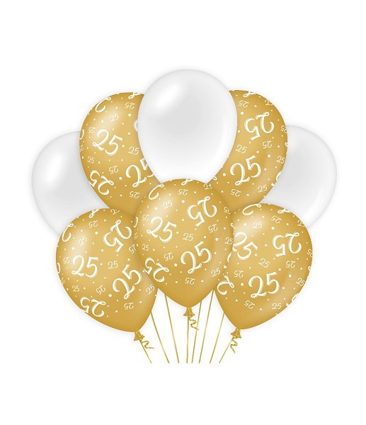 Paperdreams Decoration balloons goud/wit - 25 Verpakking a 8 stuks