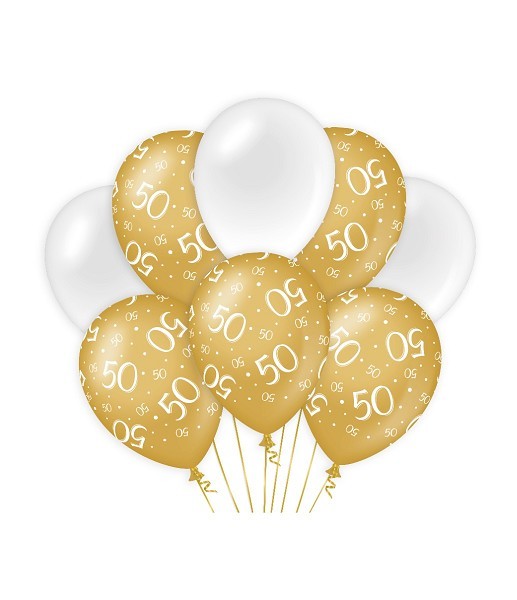 Paperdreams Decoration balloons goud/wit - 50 Verpakking a 8 stuks