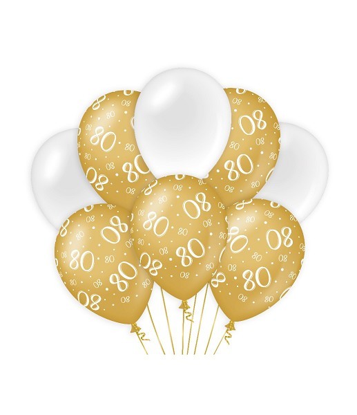 Paperdreams Decoration balloons goud/wit - 80 Verpakking a 8 stuks