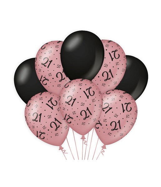 Paperdreams Decoration balloons roze/zwart - 21 Verpakking a 8 stuks