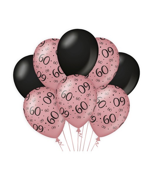 Paperdreams Decoration balloons roze/zwart - 60 Verpakking a 8 stuks