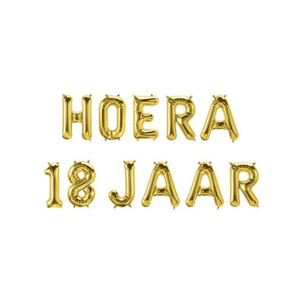 Paperdreams Folie ballon letterslinger - Hoera 18 jaar