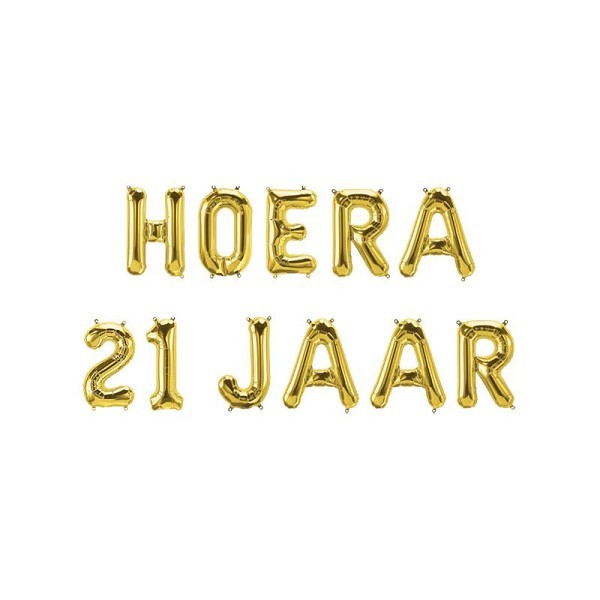 Paperdreams Folie ballon letterslinger - Hoera 21 jaar