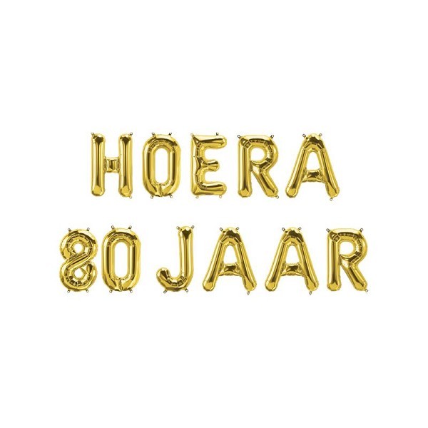 Paperdreams Folie ballon letterslinger - Hoera 80 jaar