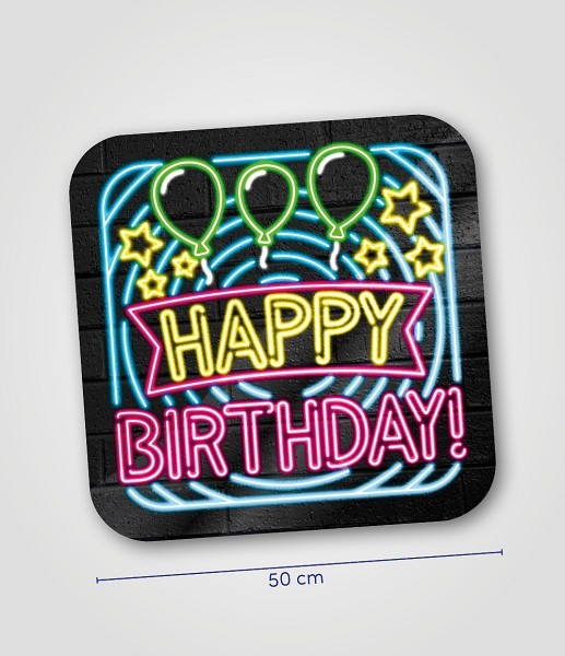 Paperdreams Huldeschild neon 50 cm  - Happy Birthday