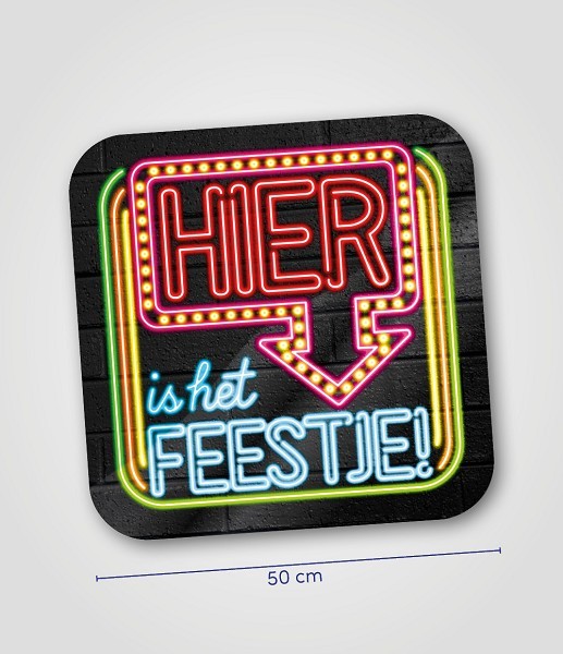 Paperdreams Huldeschild neon 50 cm  - Hier is het feestje