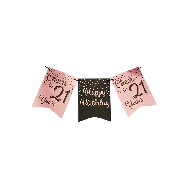 Paperdreams Party flag banner roze/zwart - 21