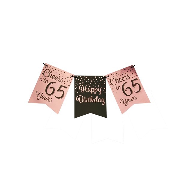 Paperdreams Party flag banner roze/zwart - 65