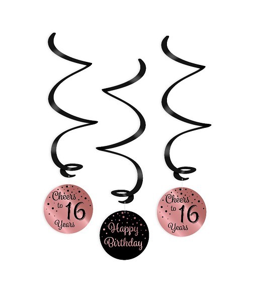 Paperdreams Swirl decorations roze/zwart - 16