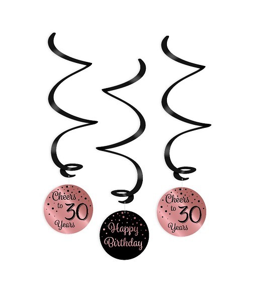 Paperdreams Swirl decorations roze/zwart - 30