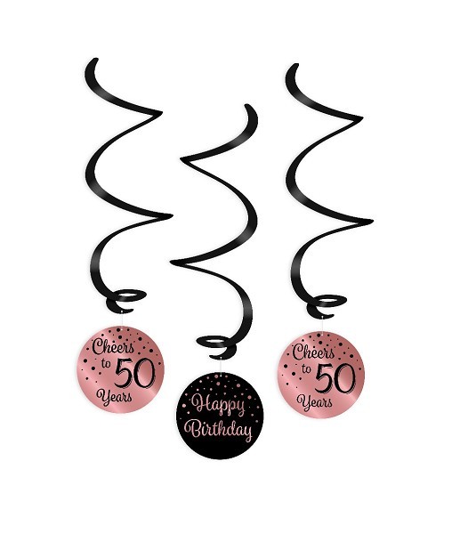 Paperdreams Swirl decorations roze/zwart - 50