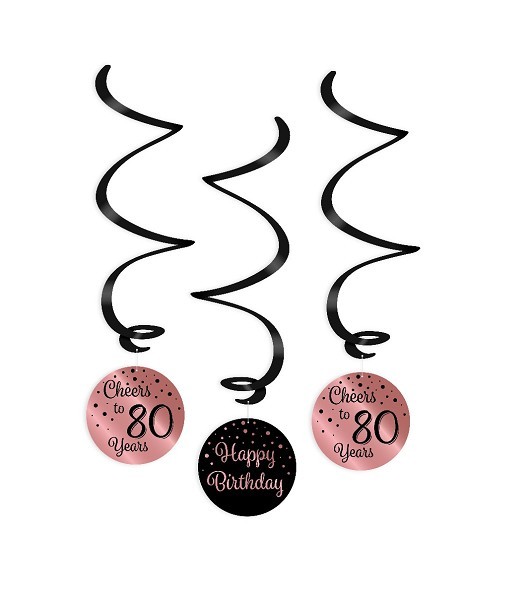 Paperdreams Swirl decorations roze/zwart - 80