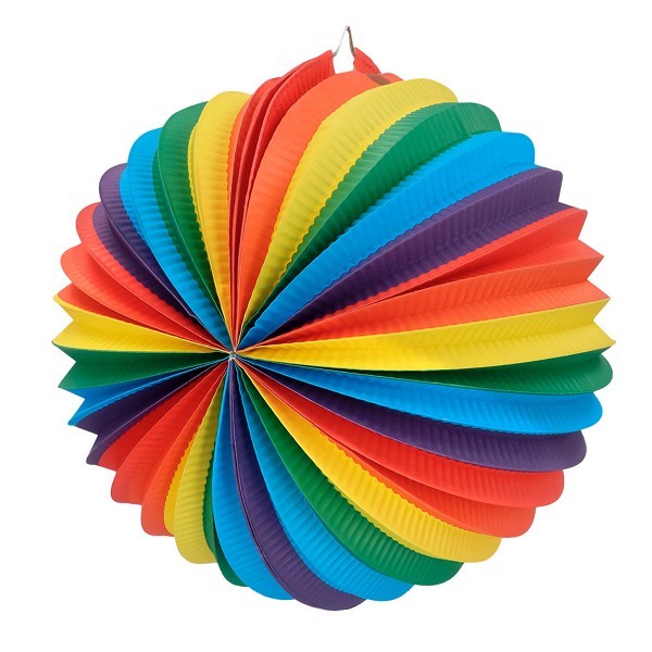 Papieren ballonlampion regenboog Ø25cm