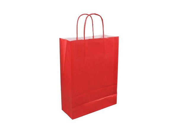 Papieren draagtas 26x12x35cm rood pak a 50 stuks